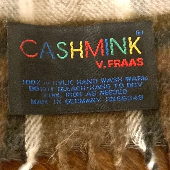 Vintage Cashmink V. Fraas Aztec Print Fringe Gray Winter Scarf - Picture 4 of 5